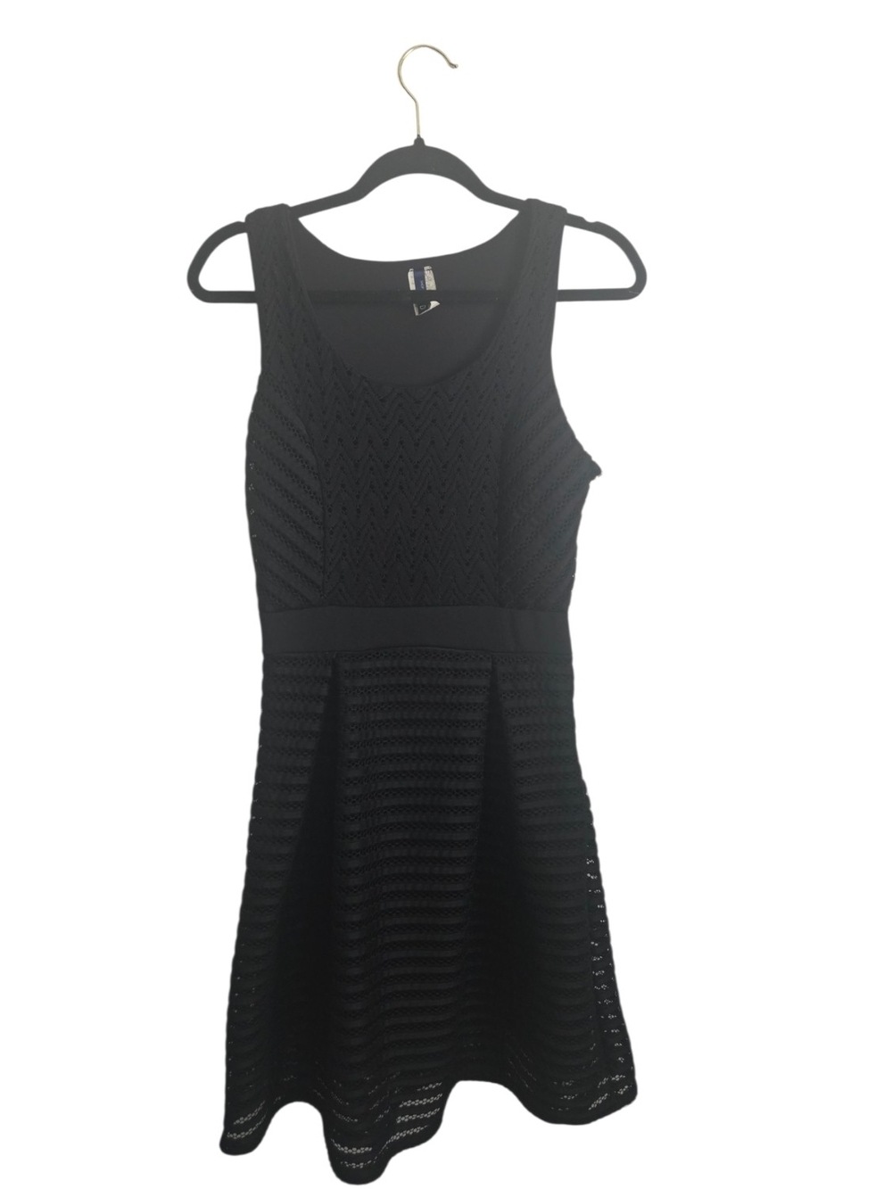 Shop WTD Textured Black Sleeveless Fit & Flare Mini Dress